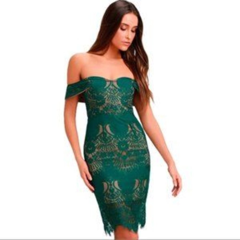 RYSE The Label Green Lace Dress